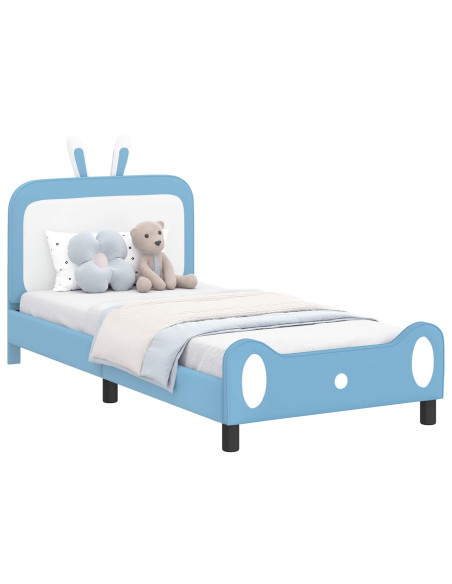 Struttura letto bambini con testata Blu 90 x 190 cm PU