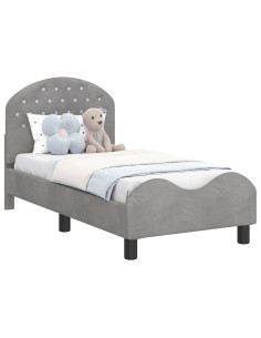 Struttura letto per bambini con testata Grigio chiaro Velluto 2