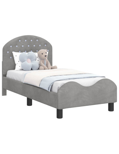 Struttura letto per bambini con testata Grigio chiaro Velluto