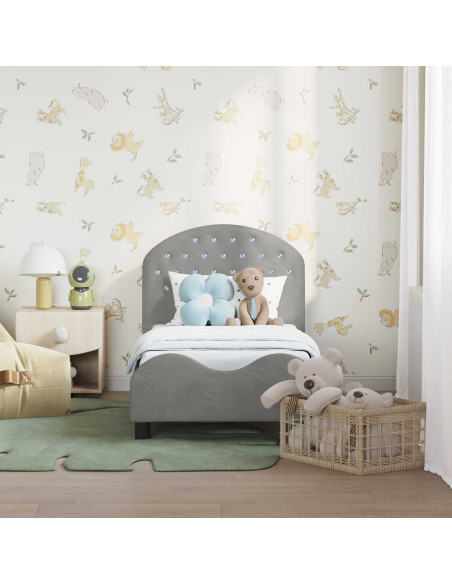 Struttura letto per bambini con testata Grigio chiaro Velluto