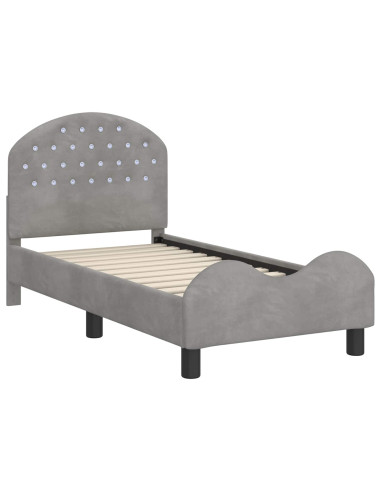 Struttura letto per bambini con testata Grigio chiaro Velluto