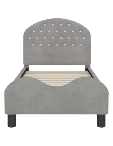Struttura letto per bambini con testata Grigio chiaro Velluto