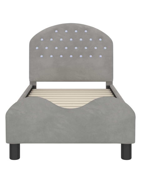 Struttura letto per bambini con testata Grigio chiaro Velluto