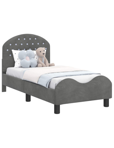 Struttura letto per bambini con testata Grigio scuro Velluto