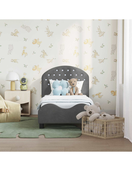 Struttura letto per bambini con testata Grigio scuro Velluto