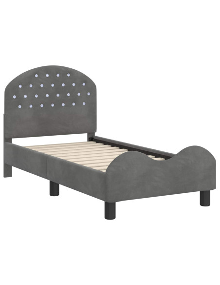 Struttura letto per bambini con testata Grigio scuro Velluto