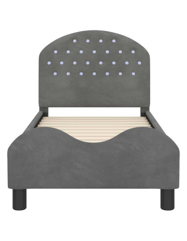 Struttura letto per bambini con testata Grigio scuro Velluto
