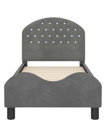Struttura letto per bambini con testata Grigio scuro Velluto