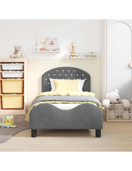 Struttura letto bambini con testata Grigio scuro 80 x 160 cm