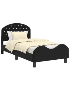 Struttura letto bambini con testata Nero 80 x 160 cm Velluto 2