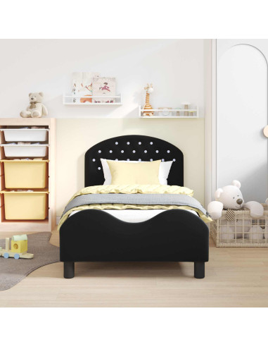 Struttura letto bambini con testata Nero 80 x 160 cm Velluto