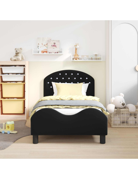 Struttura letto bambini con testata Nero 80 x 160 cm Velluto