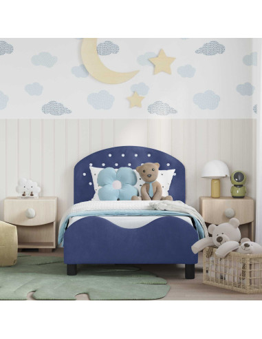 Struttura letto bambini con testata Blu Polizia 80 x 160 cm