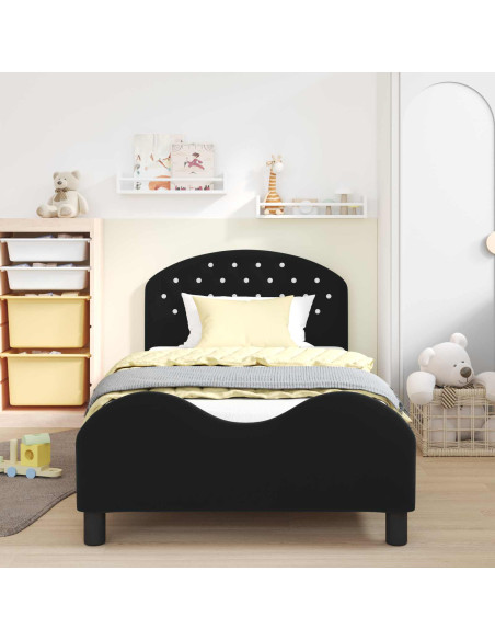 Struttura letto bambini con testata Nero 80 x 200 cm Velluto