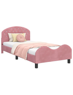 Struttura letto bambini con testata Rosa 80 x 200 cm Velluto 2
