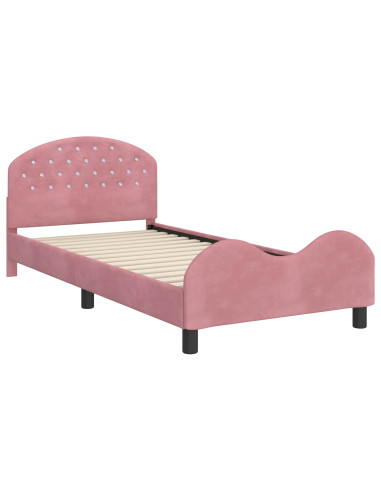 Struttura letto bambini con testata Rosa 80 x 200 cm Velluto