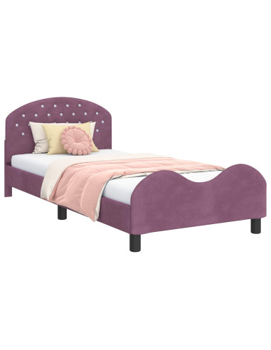 Struttura letto bambini con testata Viola 80 x 200 cm Velluto