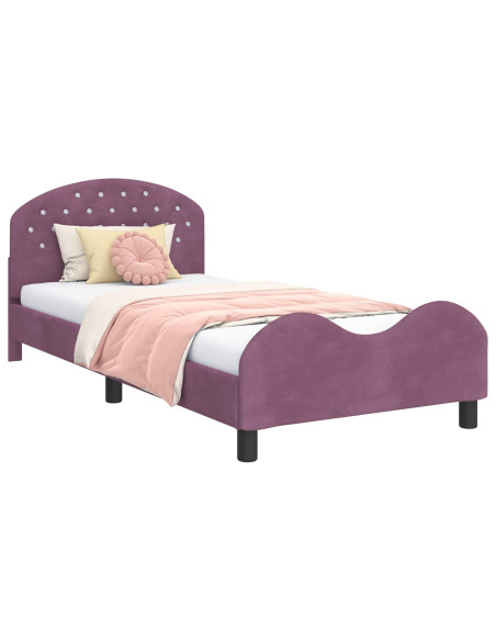 Struttura letto bambini con testata Viola 80 x 200 cm Velluto