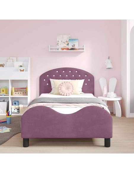 Struttura letto bambini con testata Viola 80 x 200 cm Velluto