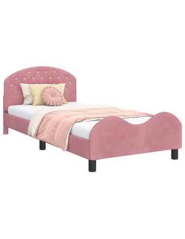 Struttura letto bambini con testata Rosa 90 x 190 cm Velluto