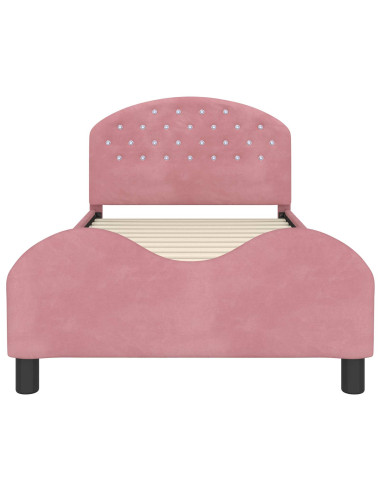 Struttura letto bambini con testata Rosa 90 x 190 cm Velluto