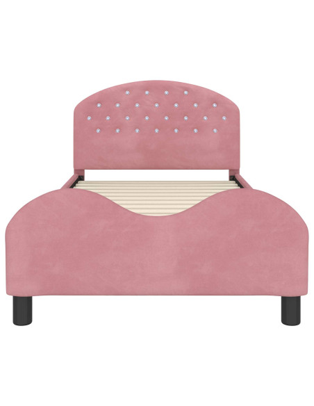 Struttura letto bambini con testata Rosa 90 x 190 cm Velluto