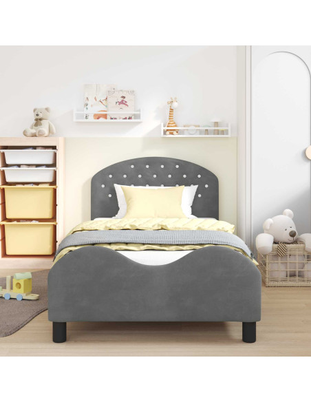 Struttura letto bambini con testata Grigio scuro 90 x 200 cm