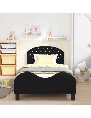 Struttura letto bambini con testata Nero 90 x 200 cm Velluto