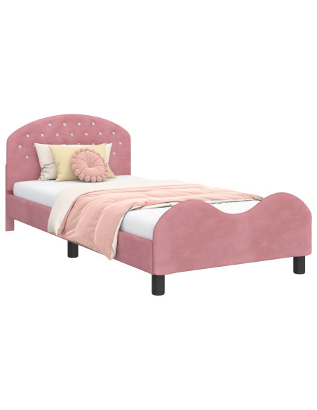 Struttura letto bambini con testata Rosa 90 x 200 cm Velluto