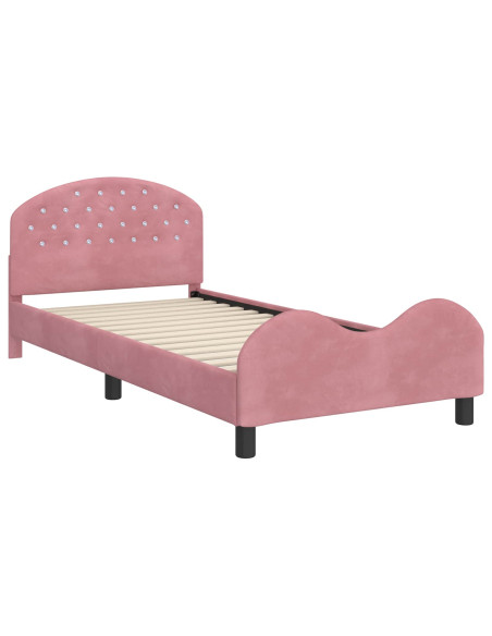 Struttura letto bambini con testata Rosa 90 x 200 cm Velluto
