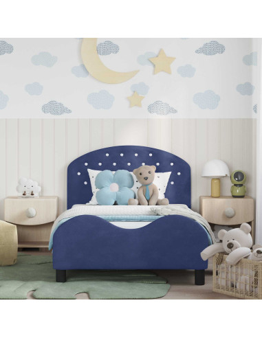 Struttura letto bambini con testata Blu Polizia 90 x 200 cm