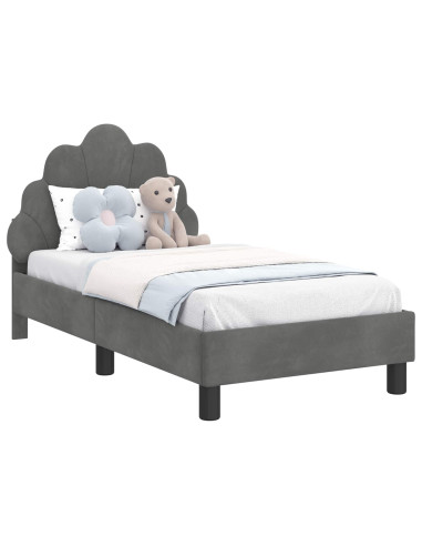 Struttura letto per bambini con testata Grigio scuro Velluto