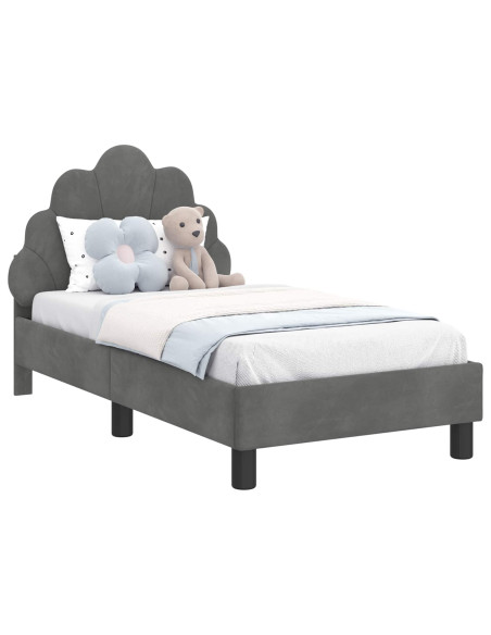 Struttura letto per bambini con testata Grigio scuro Velluto