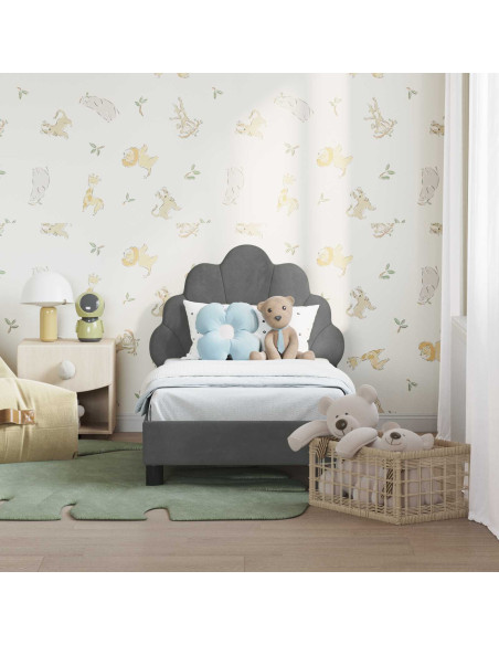 Struttura letto per bambini con testata Grigio scuro Velluto