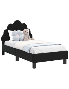 Struttura letto per bambini con testata Nero 70 x 140 cm 2