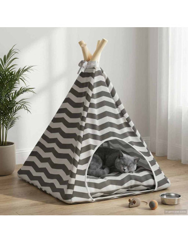 Tenda per animali con cuscino Bianco e Grigio 40 x 40 x 50 cm