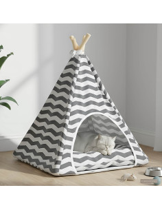 Tenda per animali con cuscino Bianco e Grigio 50 x 50 x 60 cm