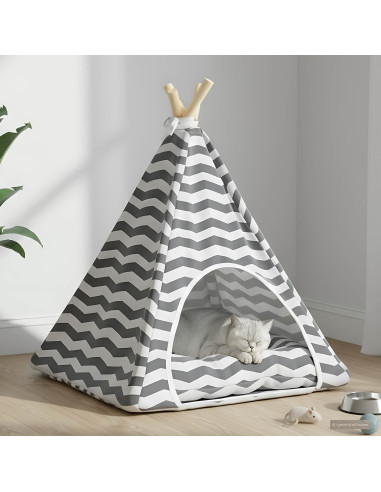 Tenda per animali con cuscino Bianco e Grigio 50 x 50 x 60 cm