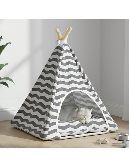 Tenda per animali con cuscino Bianco e Grigio 50 x 50 x 60 cm