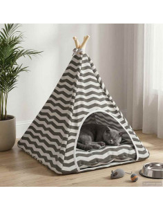Tenda per animali con cuscino Bianco e Grigio 60 x 60 x 70 cm