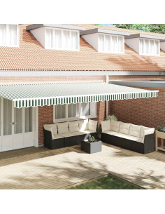 Tenda a Braccio Verde e Bianco 580 x 20 cm Tela