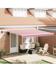 Tenda Retrattile Rosso e Bianco 400 × 300 cm Tessuto e acciaio