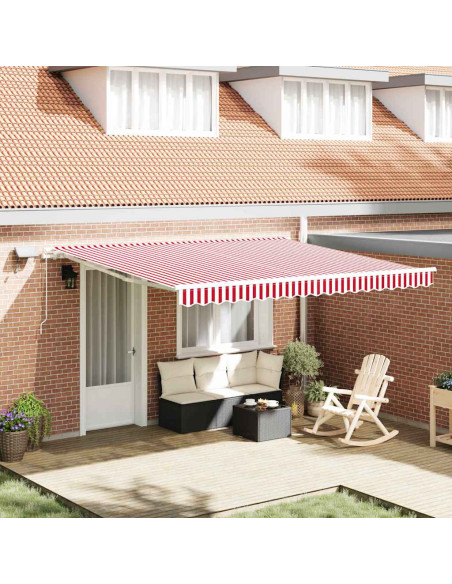 Tenda Retrattile Rosso e Bianco 400 × 300 cm Tessuto e acciaio