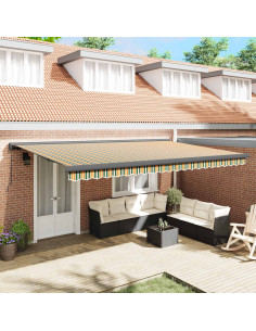 Tenda Retrattile Verde e Giallo 500 × 300 cm Tessuto e Metallo