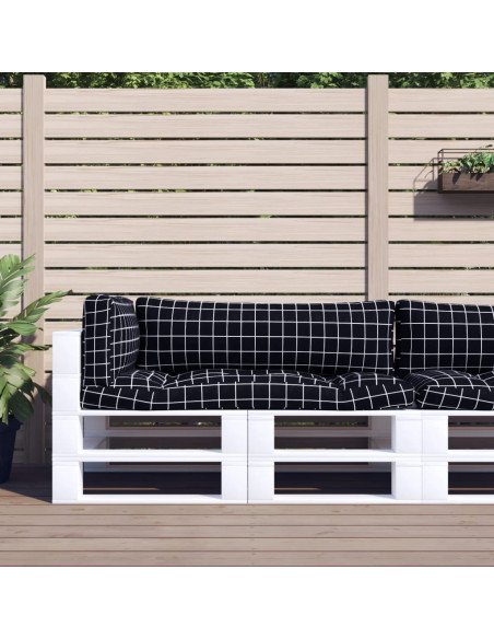 Cuscini per Pallet 3 pz Motivo a Quadri Nero in Tessuto Oxford