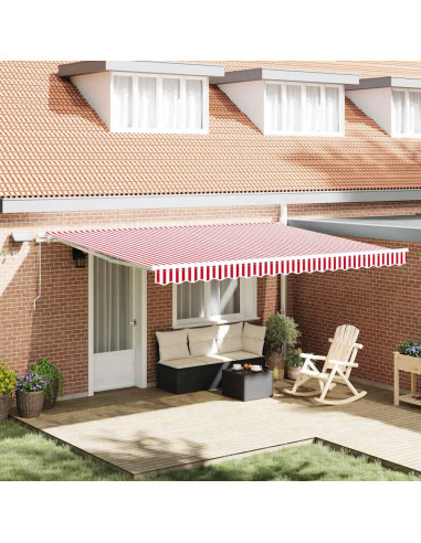 Tenda Retrattile Rosso e Bianco 450 × 300 cm Tessuto e acciaio