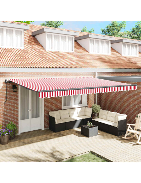 Tenda Retrattile Rosso e Bianco 500 × 300 cm