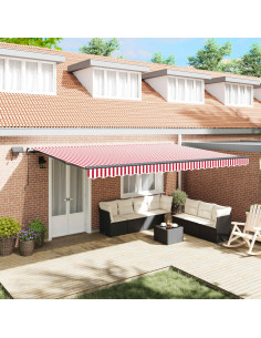 Tenda Retrattile Rosso e bianco 500 ×300 cm Tessuto