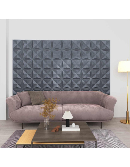 Pannelli da parete 24 pcs Origami Grigio 50 x 50 cm Schiuma XPS