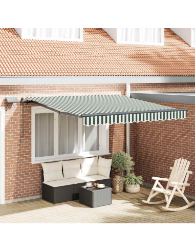 Tenda Retrattile Verde e bianco 350 x 250 cm Tessuto